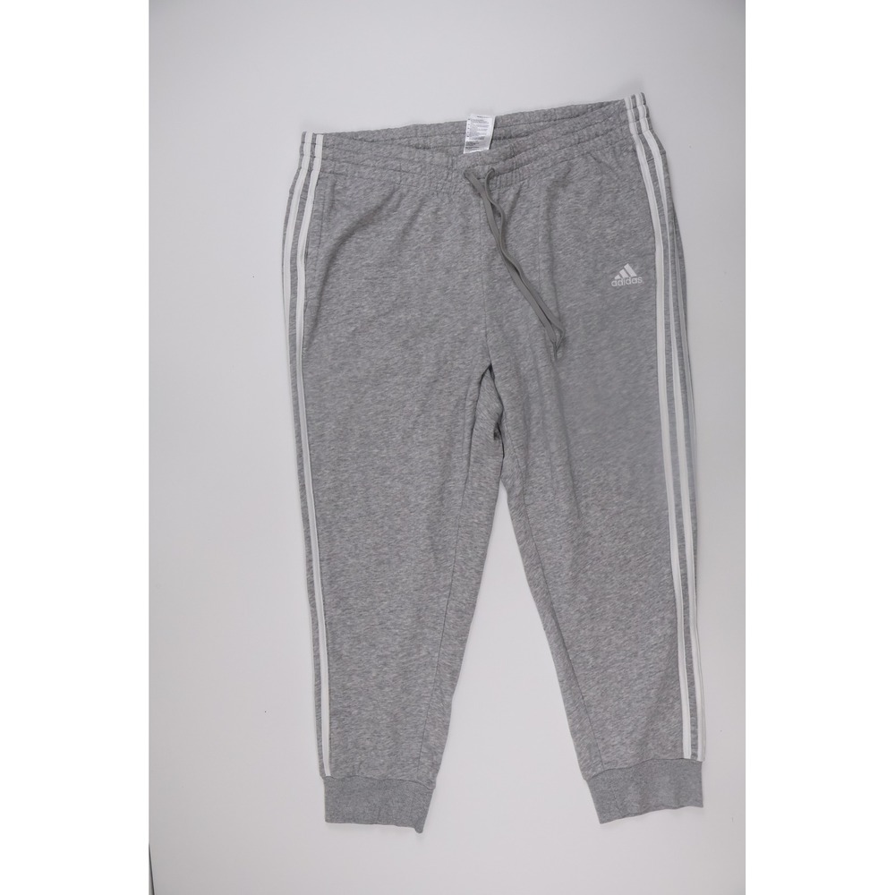 Adidas Joggers Essentials 3-Stripe Gray Heathered 2XL Excellent